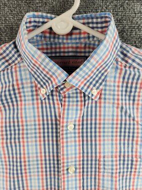 Vineyard Vines Murray Shirt Small Long Sleeve Button Up Cotton Red Blue Check